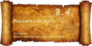 Maximovics Aliz névjegykártya